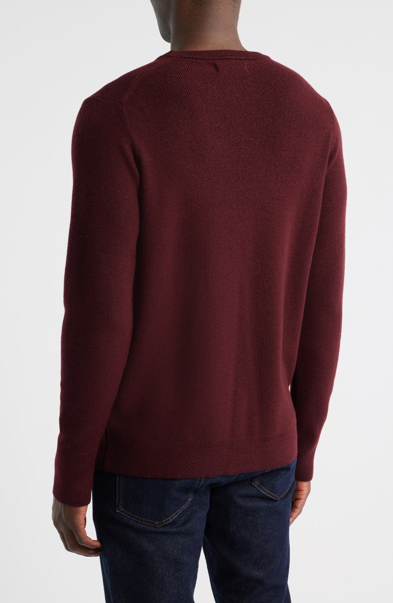 MERZ B SCHWANEN Merino Ribbed Crewneck Sweater, Alternate, color, Burgundy