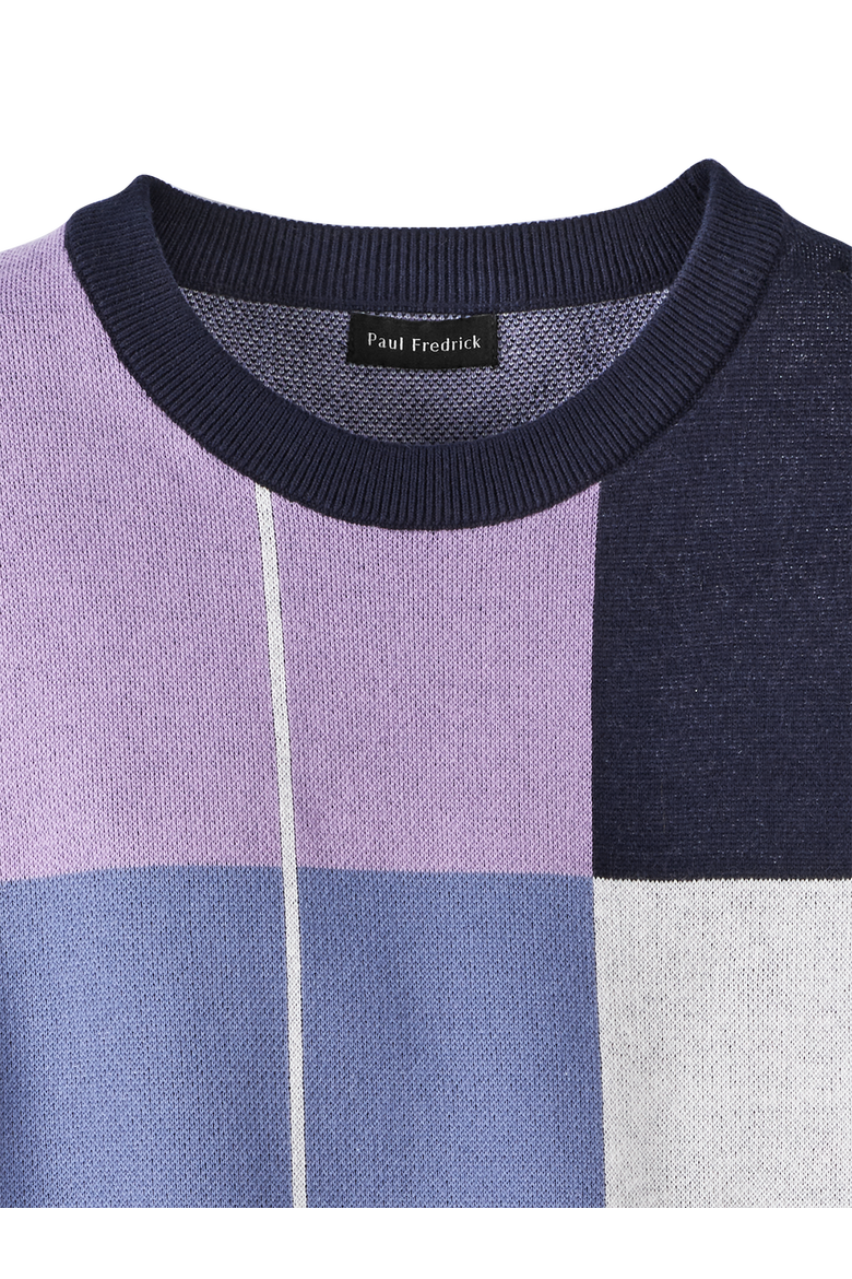 Cotton Crewneck Sweater, Alternate, color, Navy/Purple