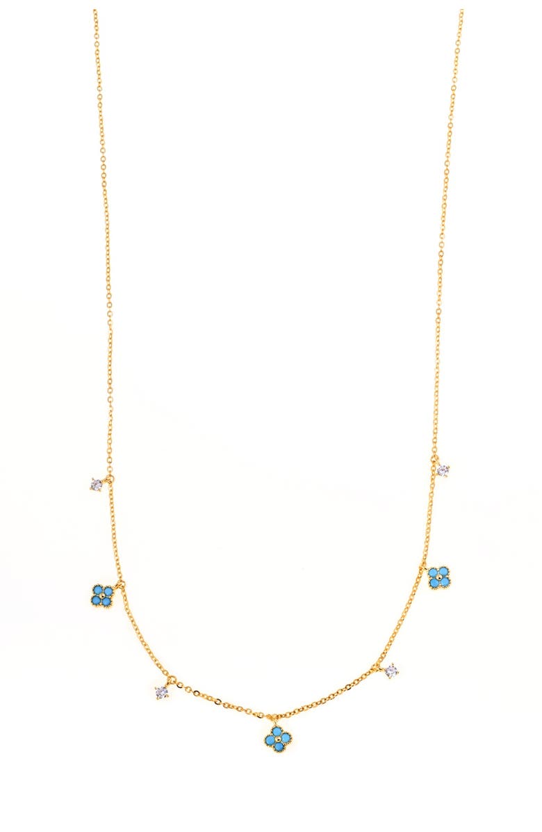 Arte Nova Jewellery Blue Flower Necklace, Main, color, Silver Gold Plated
