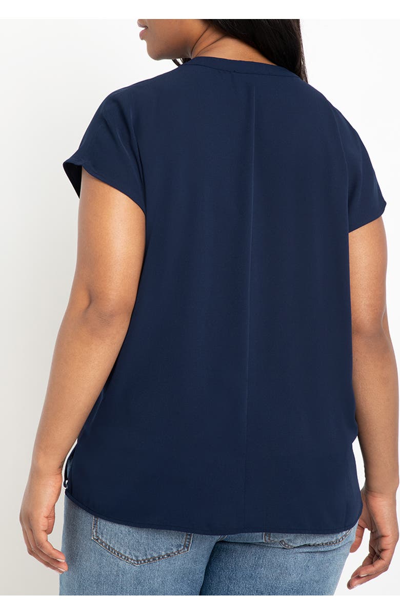 ELOQUII Notch Collar Blouse, Alternate, color, Navy