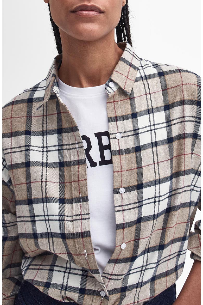 Elishaw Tartan Relaxed Fit Cotton Button-Up Shirt, Alternate, color, HESSIAN TARTAN BROWN