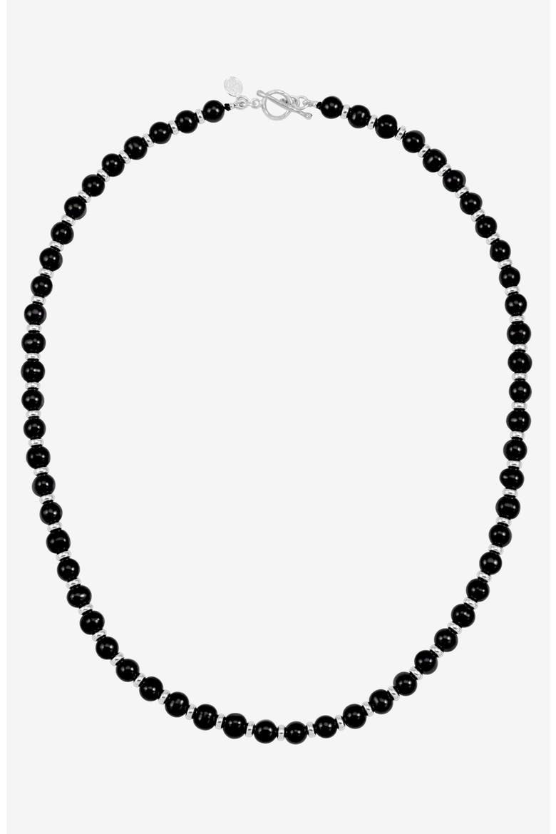 Men's Black Pearl Halo Necklace, Main, color, Sterling Silver
