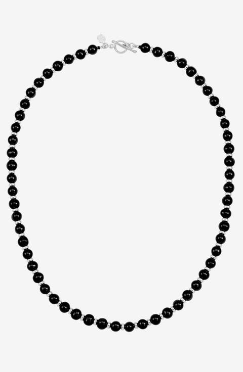 Men's Black Pearl Halo Necklace