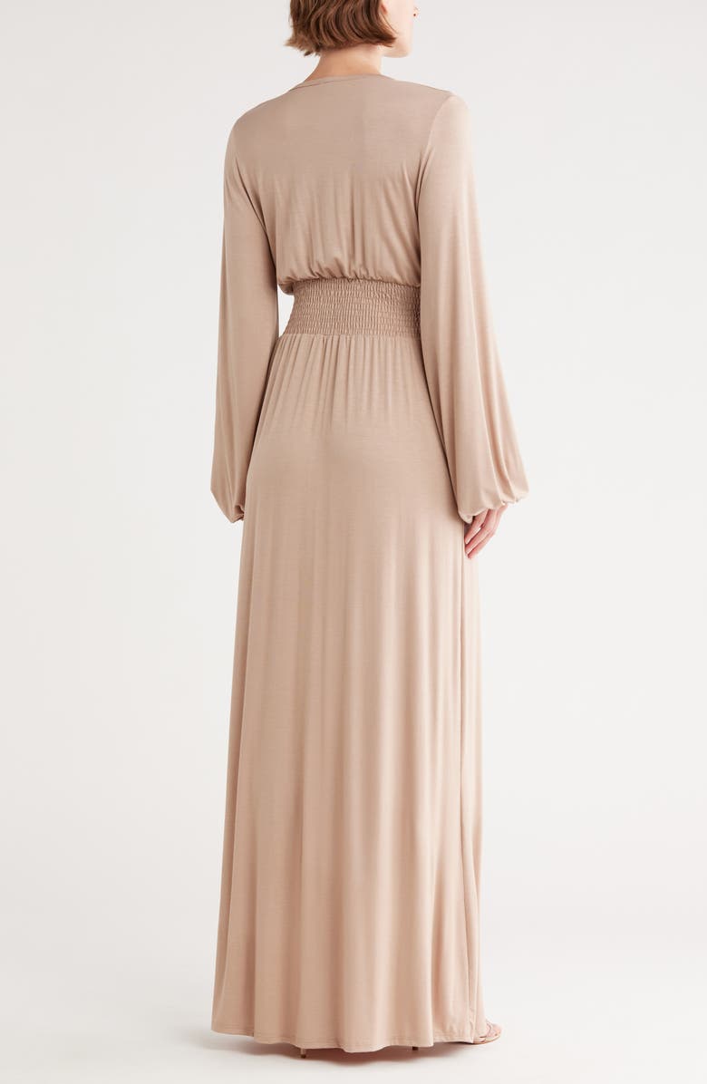 GO COUTURE Long Sleeve Maxi Dress, Alternate, color, Almond Ponte