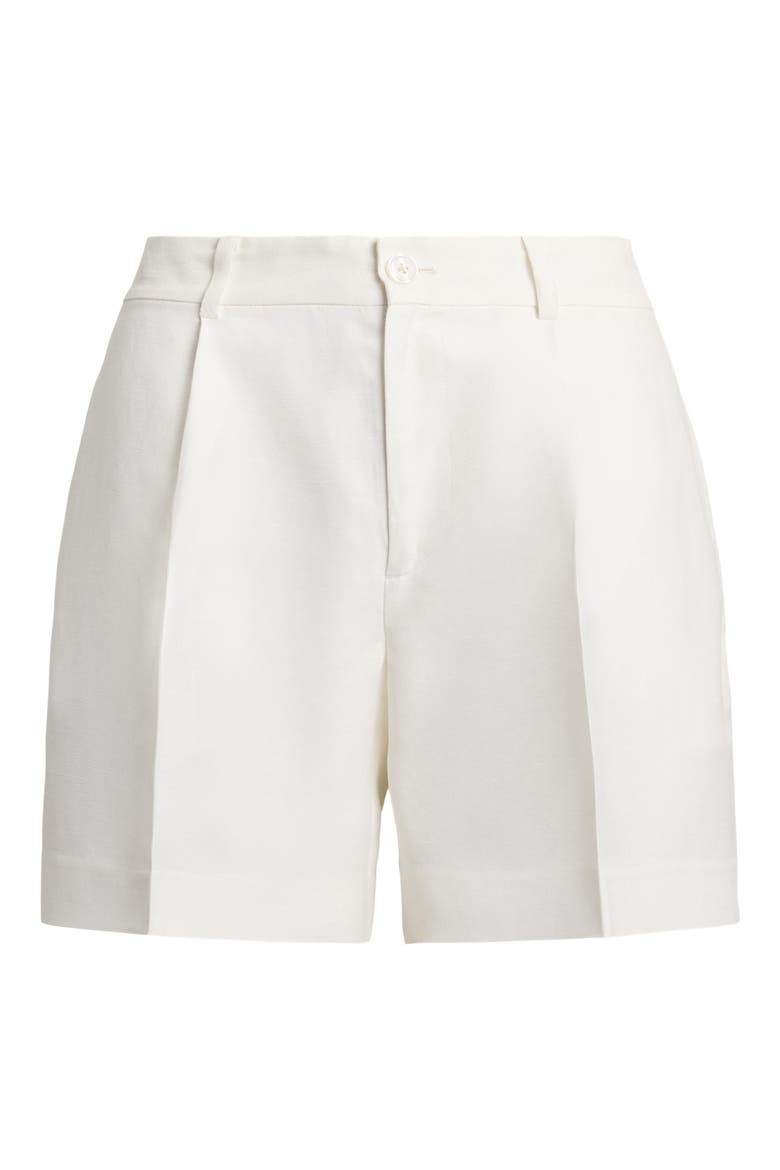 Drapey Linen Blend Twill Shorts, Alternate, color, WHITE
