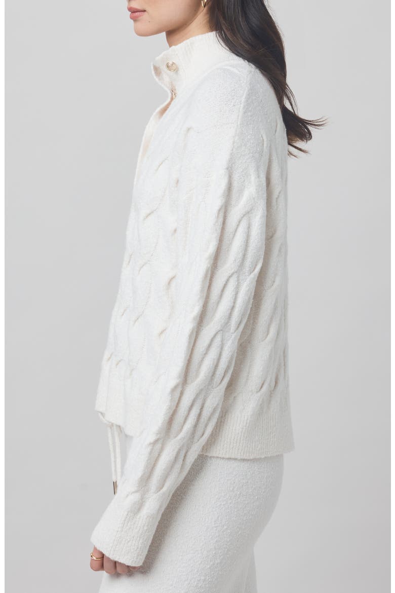 x @cellajaneblog Cable Half Placket Sweater, Alternate, color, SNOW