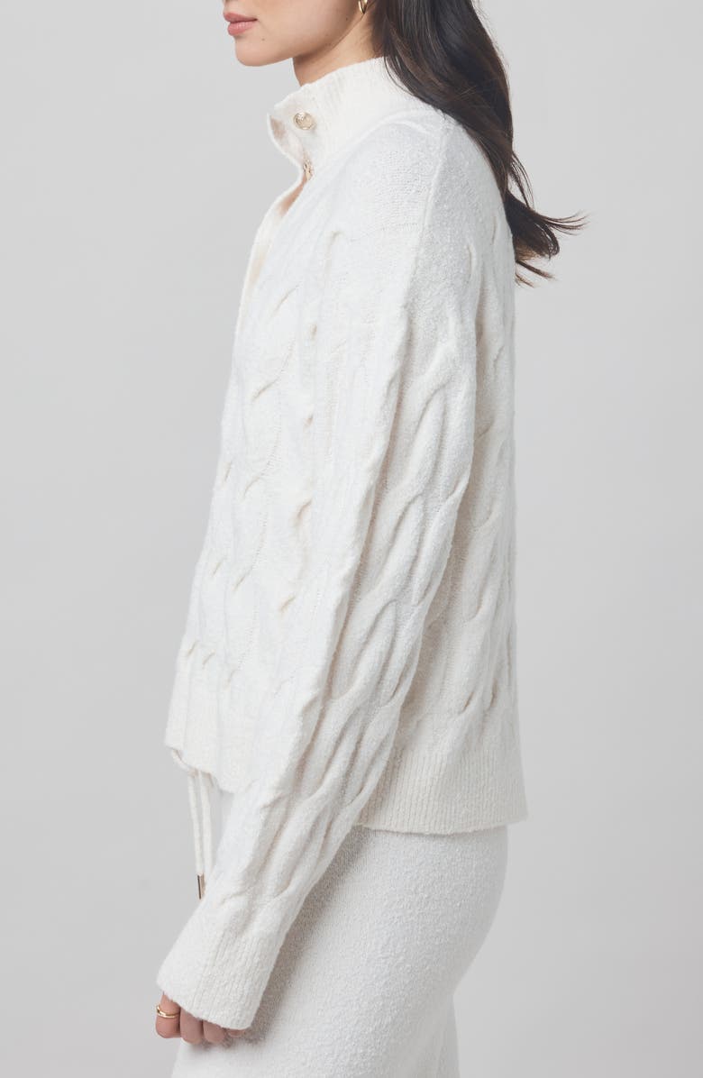 Splendid x @cellajaneblog Cable Half Placket Sweater, Alternate, color, Snow