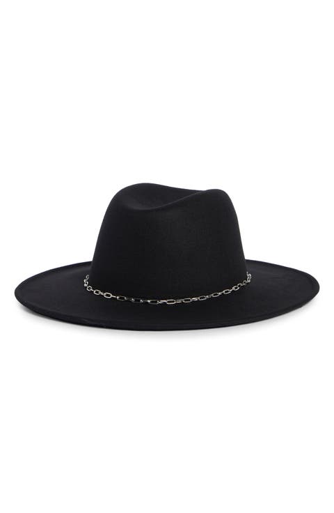 Chain Trim Felt Adjustable Fedora