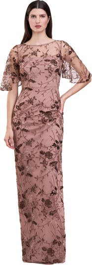 JS Collections Daphne Embroidered Sequin Column Gown | Nordstrom