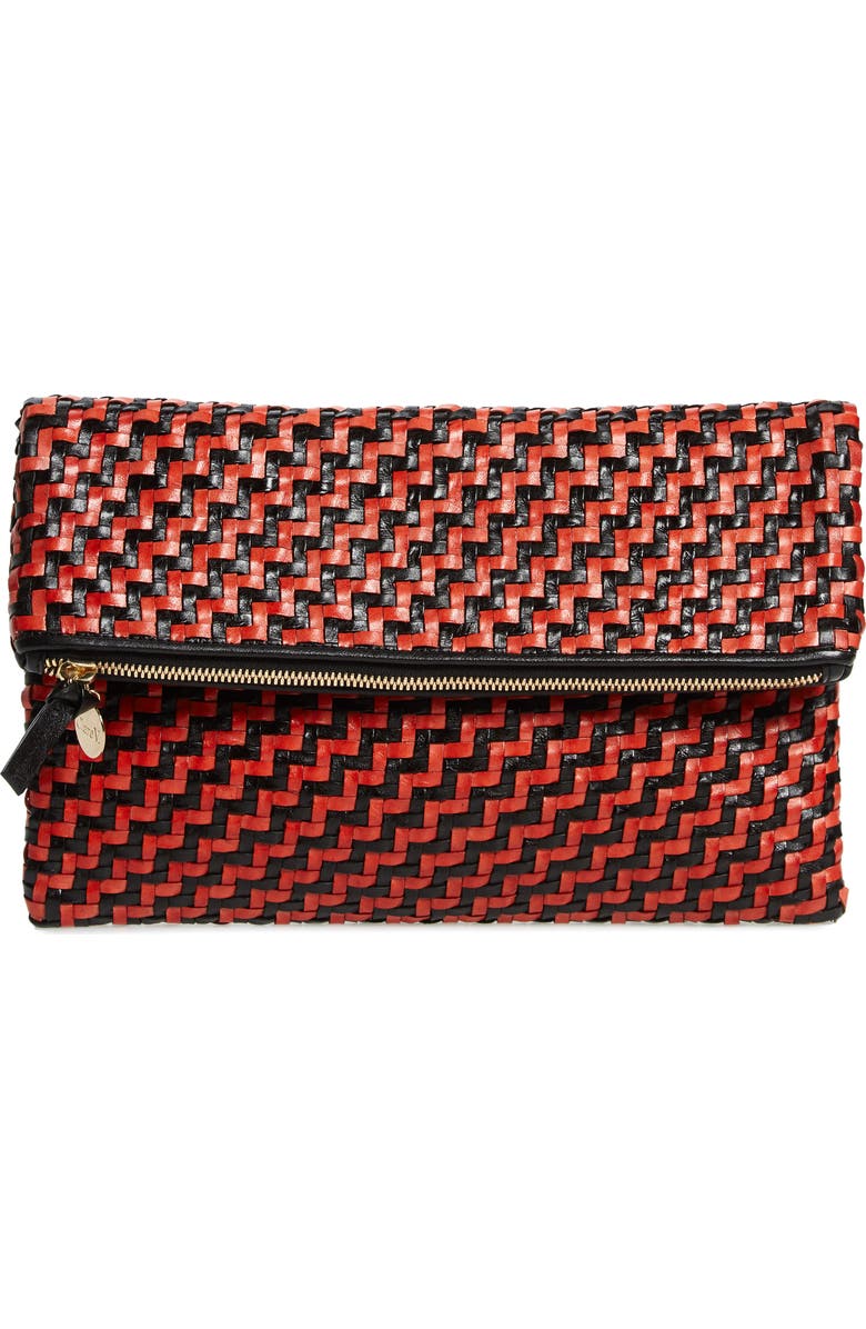 Clare V. Zip Leather Clutch, Main, color,