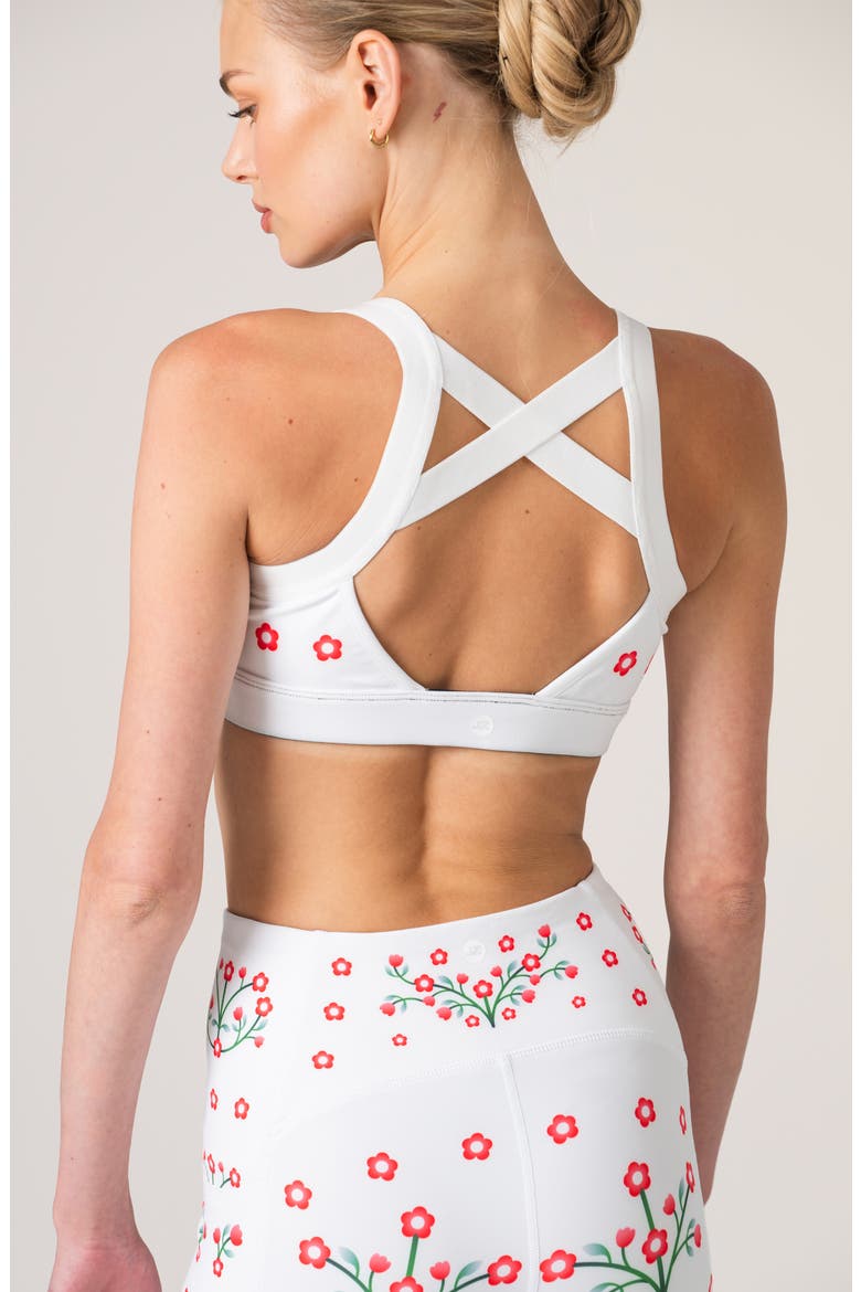Day/Night Garden Reversible Racerback Sports Bra, Alternate, color, Black