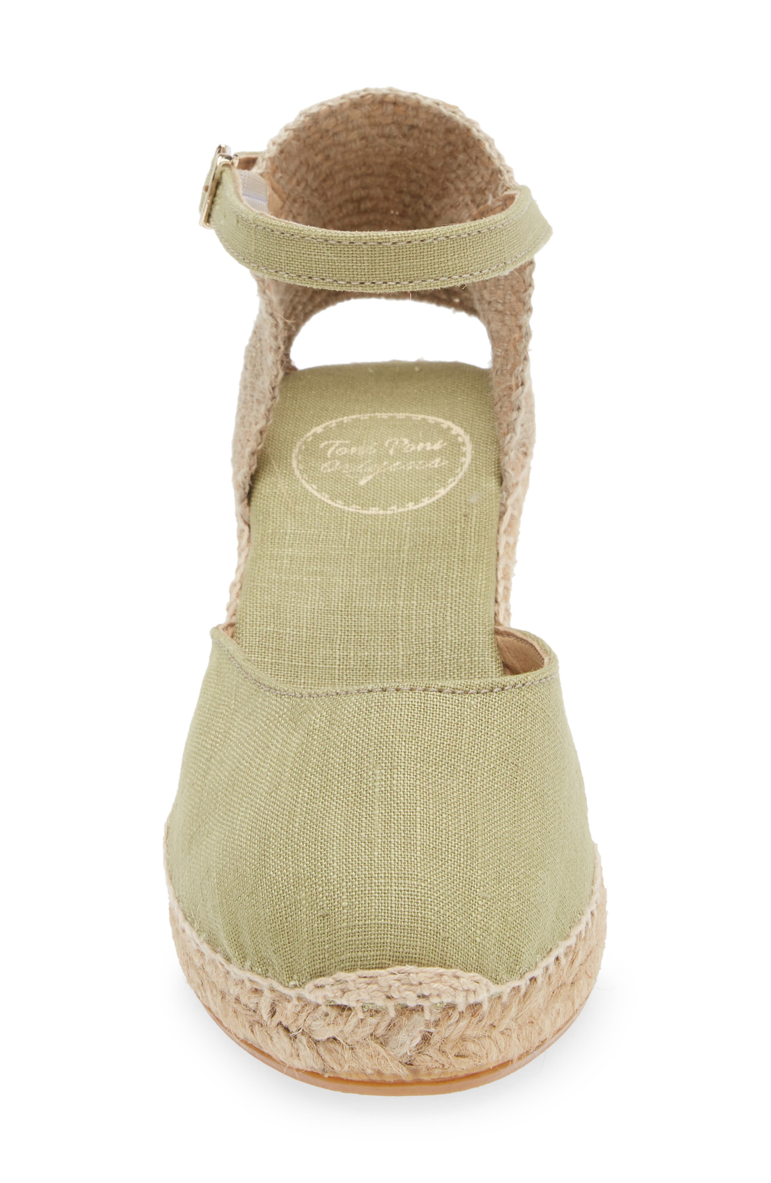 'Caldes' Linen Wedge Sandal, Alternate, color, OLIVA/ OLIVE