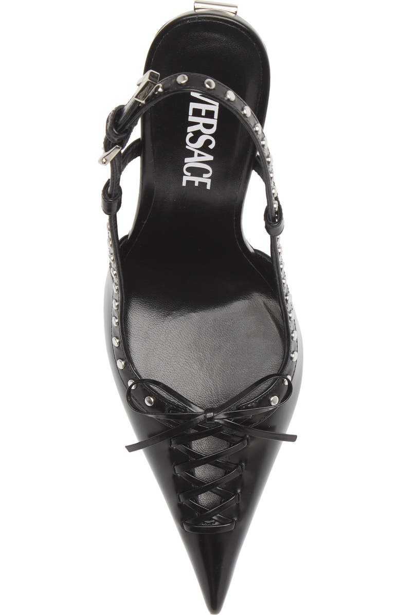 Versace Lace-Up Pointed Toe Slingback Pump, Alternate, color,