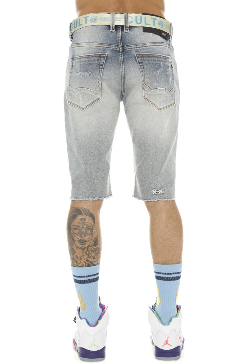 Rocker Belted Slim Fit Stretch Denim Shorts, Alternate, color, BLEACH
