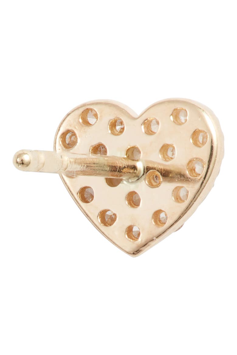 Pavé Diamond Single Heart Stud Earring, Alternate, color, GOLD/ DIAMOND