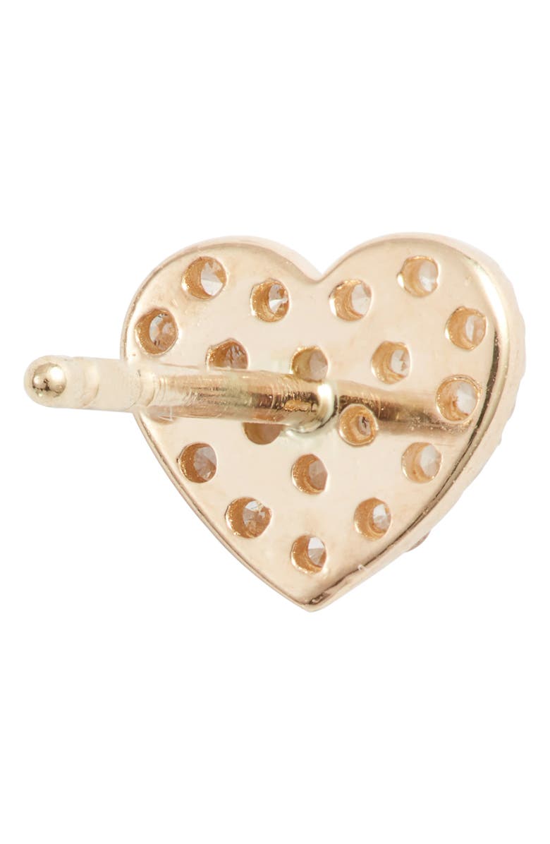 Anzie Pavé Diamond Single Heart Stud Earring, Alternate, color, Gold/ Diamond