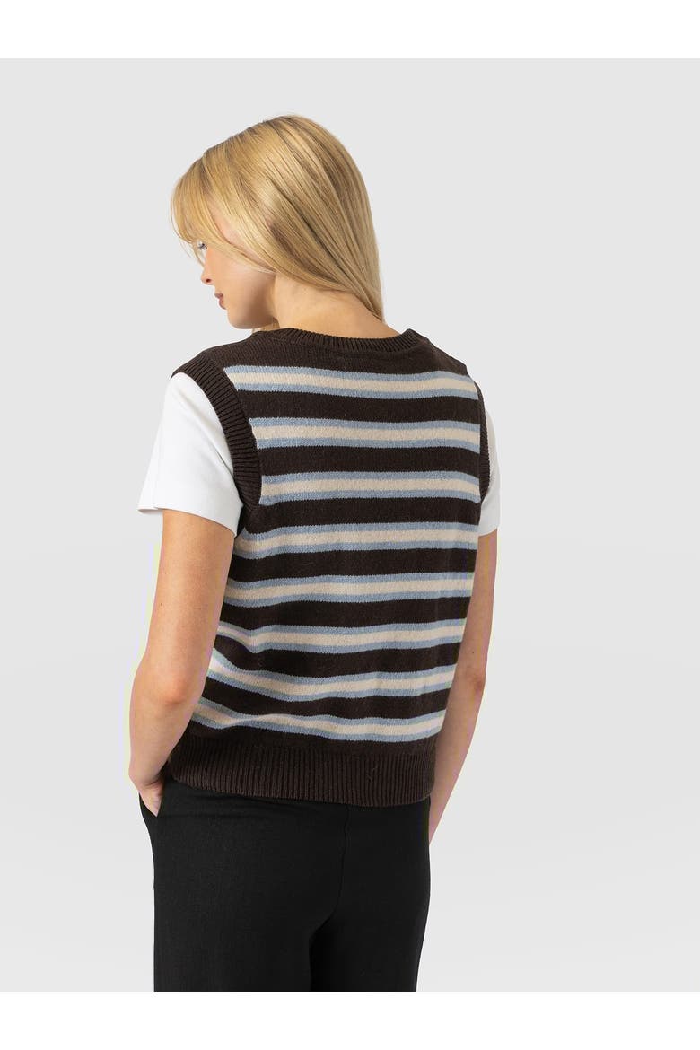 Oxford Cashmere Sleeveless Knit, Alternate, color, Brown Stripe
