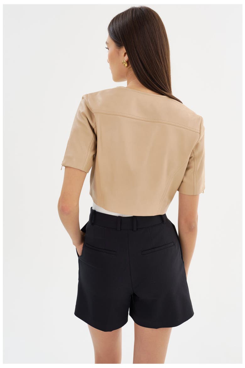 Kirsi | Cropped Biker Jacket, Alternate, color, Wheat