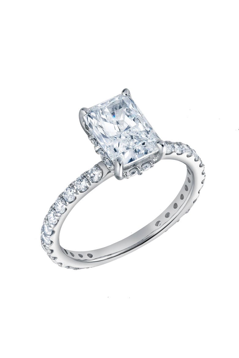 Sia 14K Gold Radiant Cut Lab Grown Diamond Hidden Halo Ring - 2.25 Ct, Alternate, color, 14K White Gold