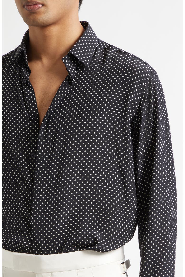 Crêpe de Chine Polka Dot Classic Fit Shirt, Alternate, color, BLACK/ WHITE