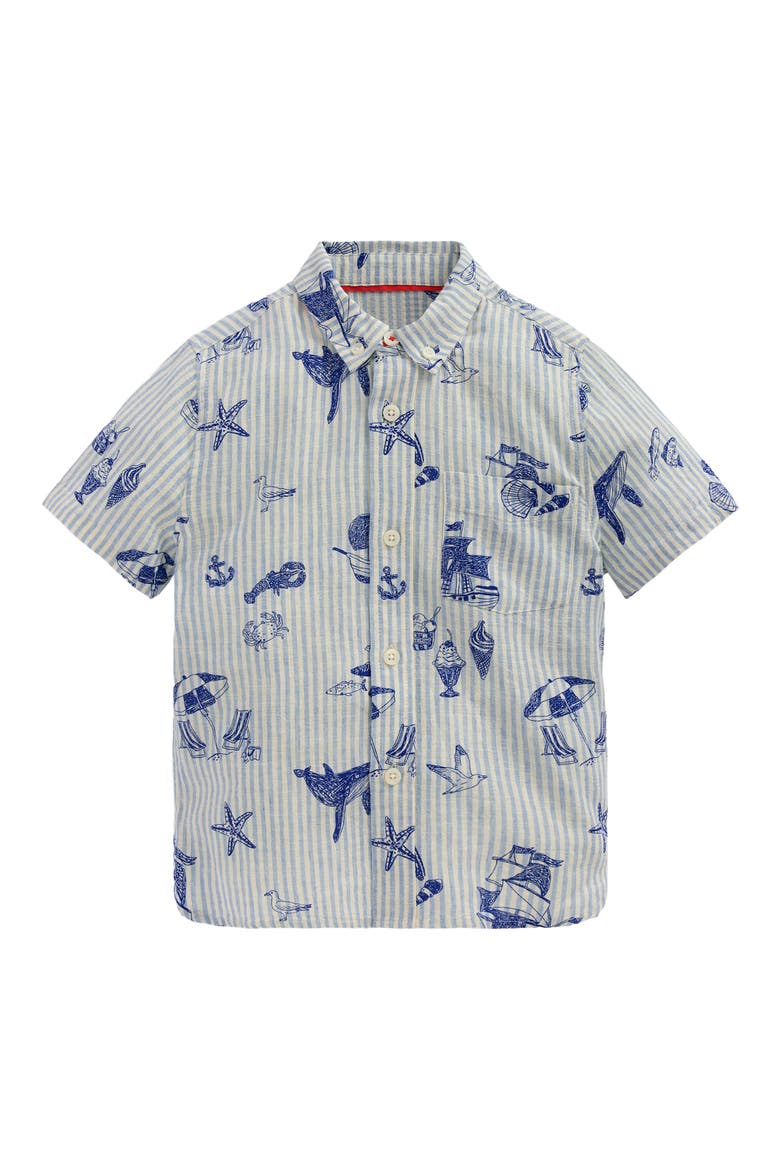 Kids' Linen & Cotton Short Sleeve Button-Down Shirt, Main, color, BEACH FRONT