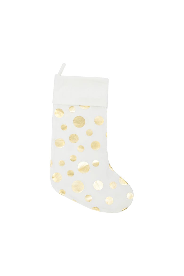 20" Sparkling Gold Glam Dots Hanging Large Christmas Stocking, Main, color, White
