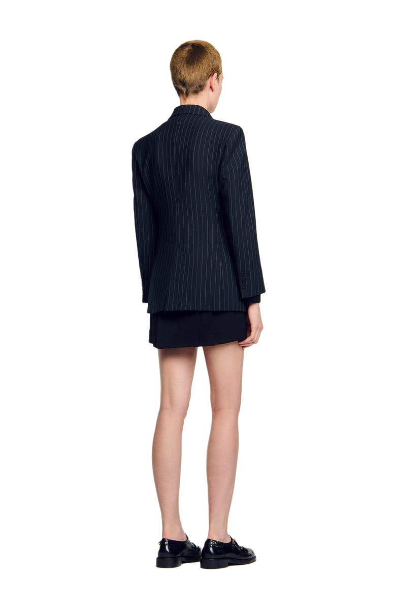 SANDRO Striped suit jacket, Alternate, color, Black