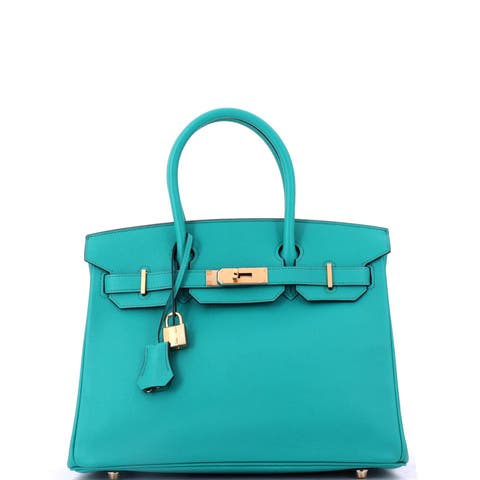 Birkin Handbag Blue Epsom with Gold Hardware 30