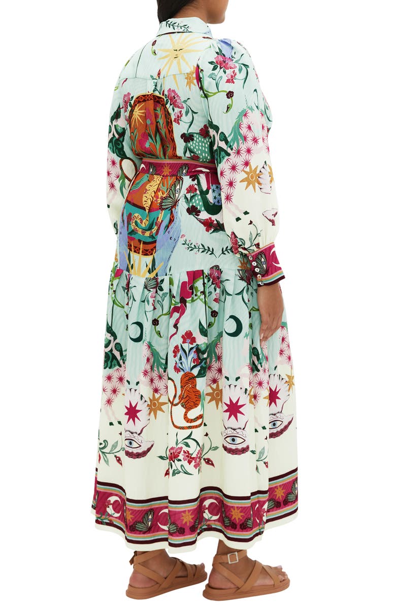 City Chic Ezra Mixed Print Long Sleeve Maxi Shirtdress, Alternate, color, 