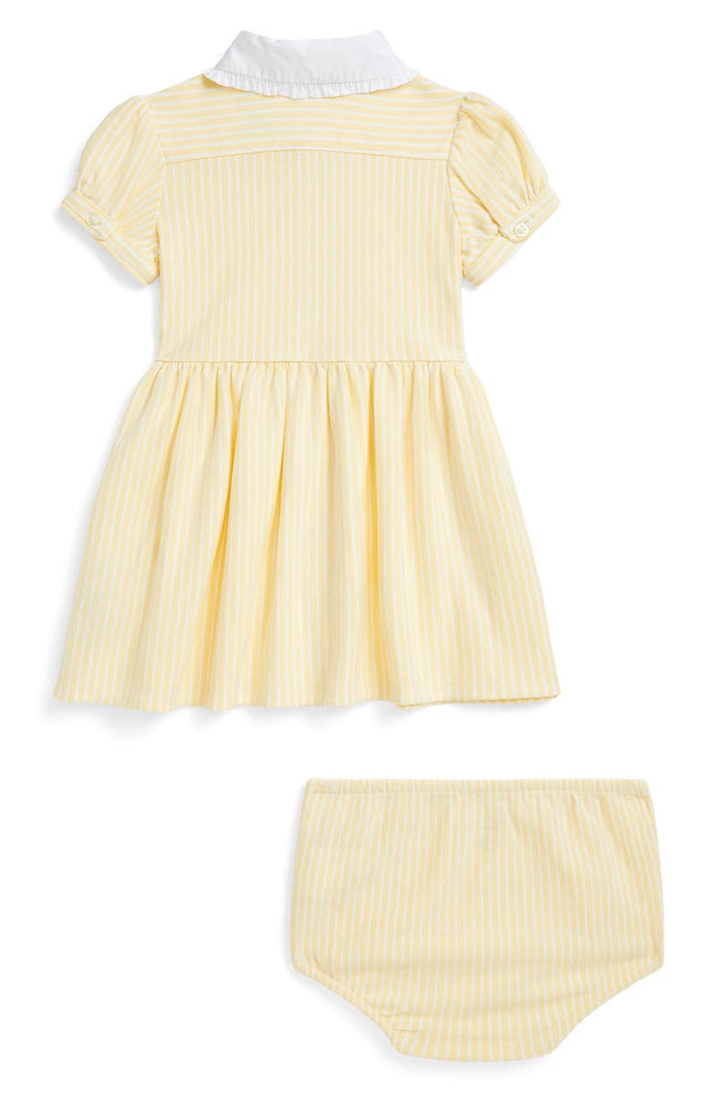Ralph Lauren Stripe Cotton Piqué Shirtdress & Bloomers, Alternate, color, 