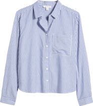 beachlunchlounge Candy Stripe Cotton Blend Button-Up Shirt