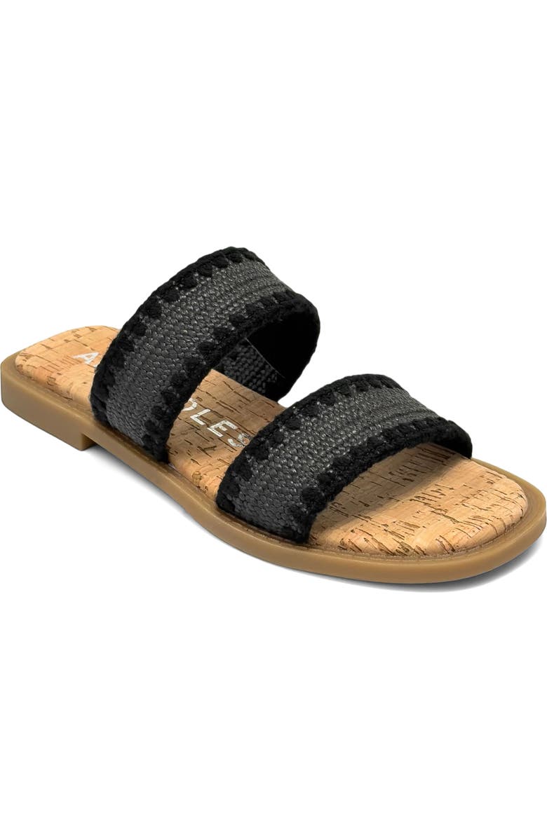 Aerosoles Centro Two-Strap Sandal, Main, color, Black Raffia Elastic