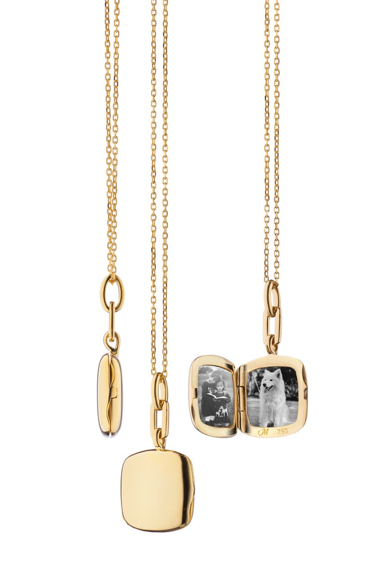 Slim Cushion Locket Necklace, Alternate, color, GOLD