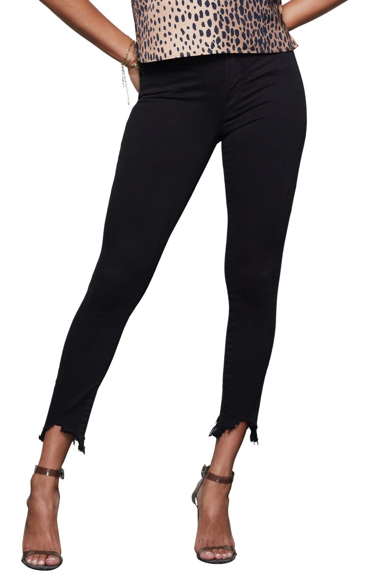 Good Waist Crop Chewed Hem Skinny Jeans, Main, color, BLACK