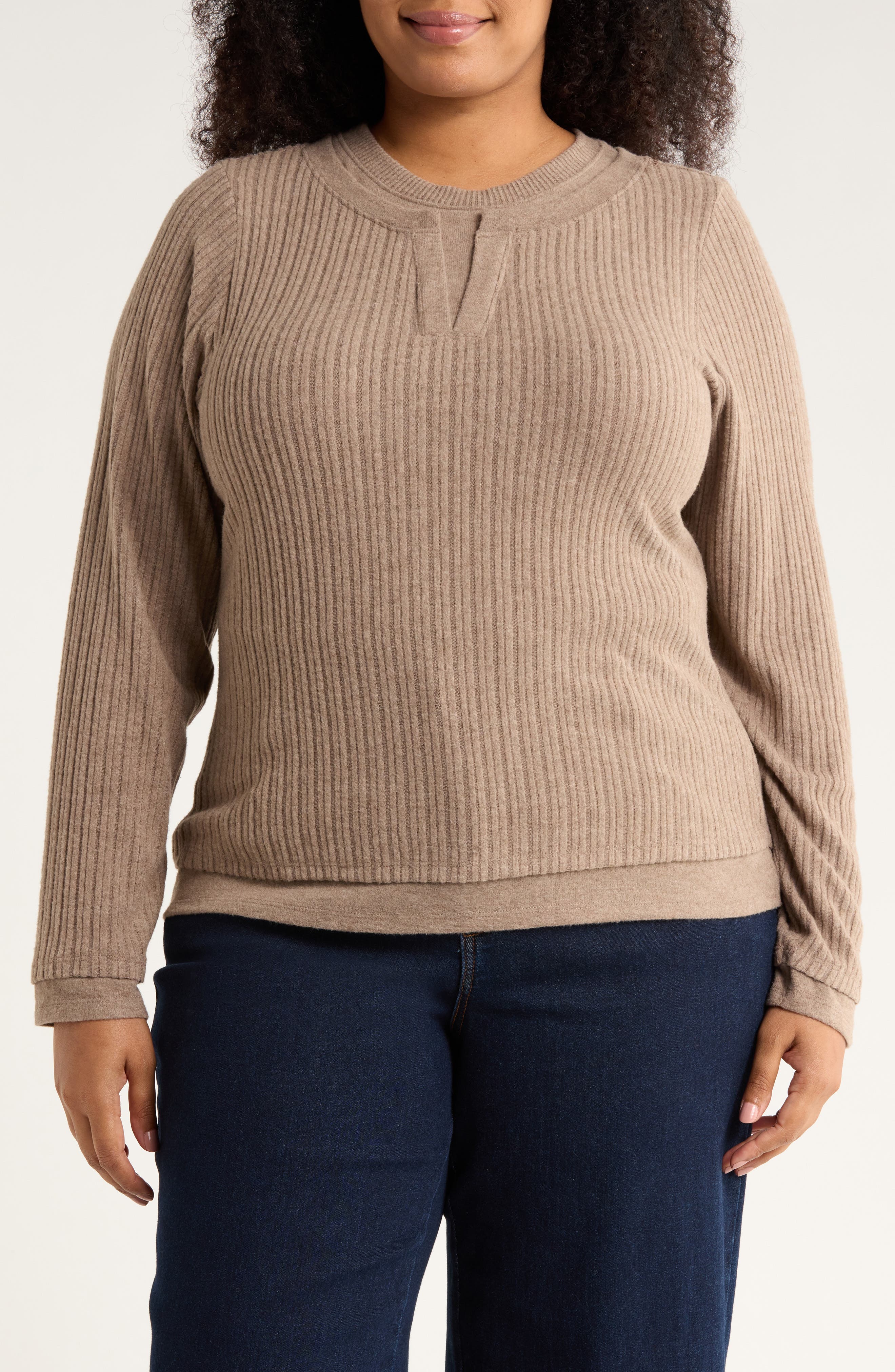 Democracy Twofer Long Sleeve Ribbed Top