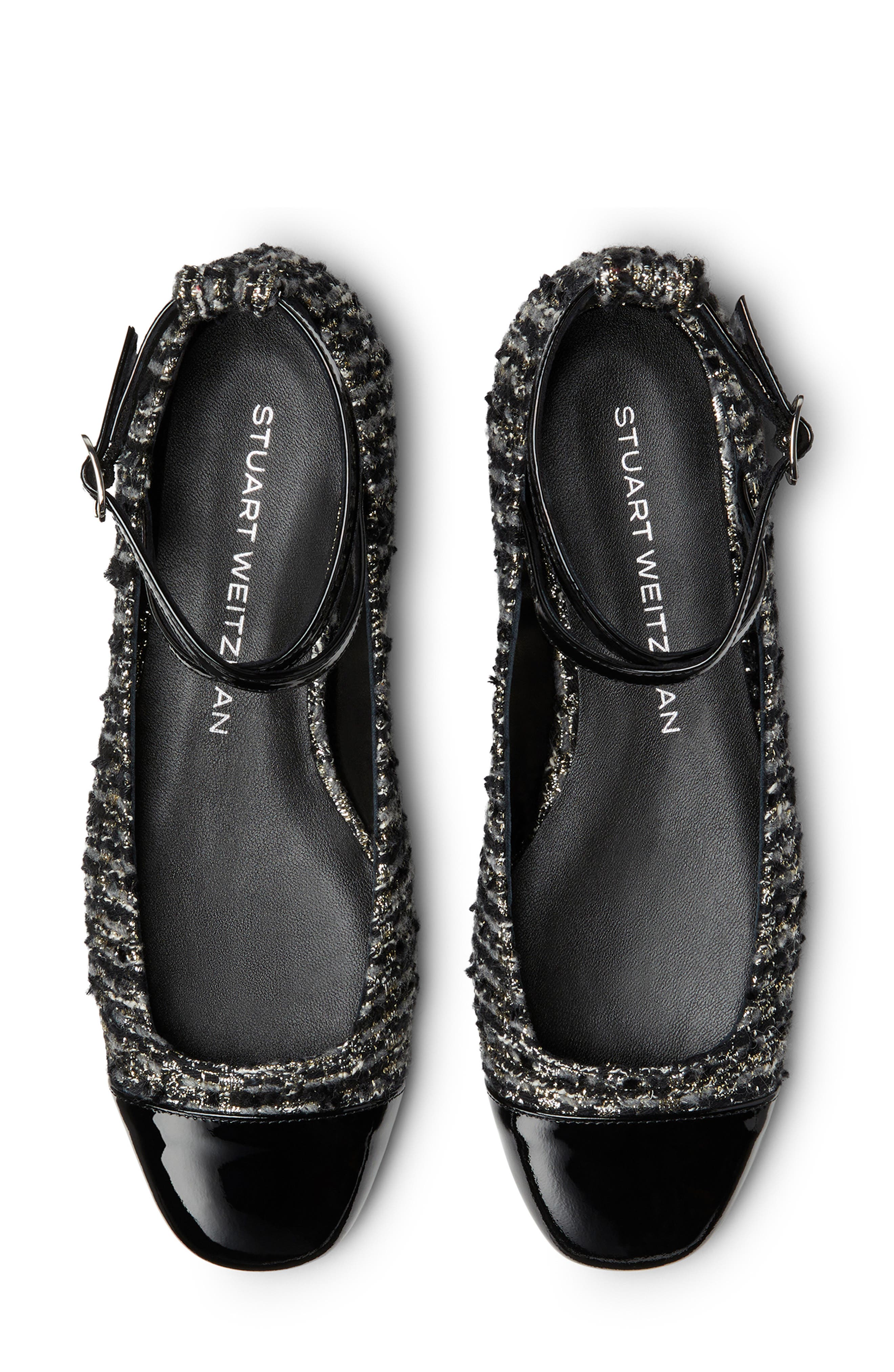 Stuart Weitzman Eden Strap Flat, Alternate, color, Black