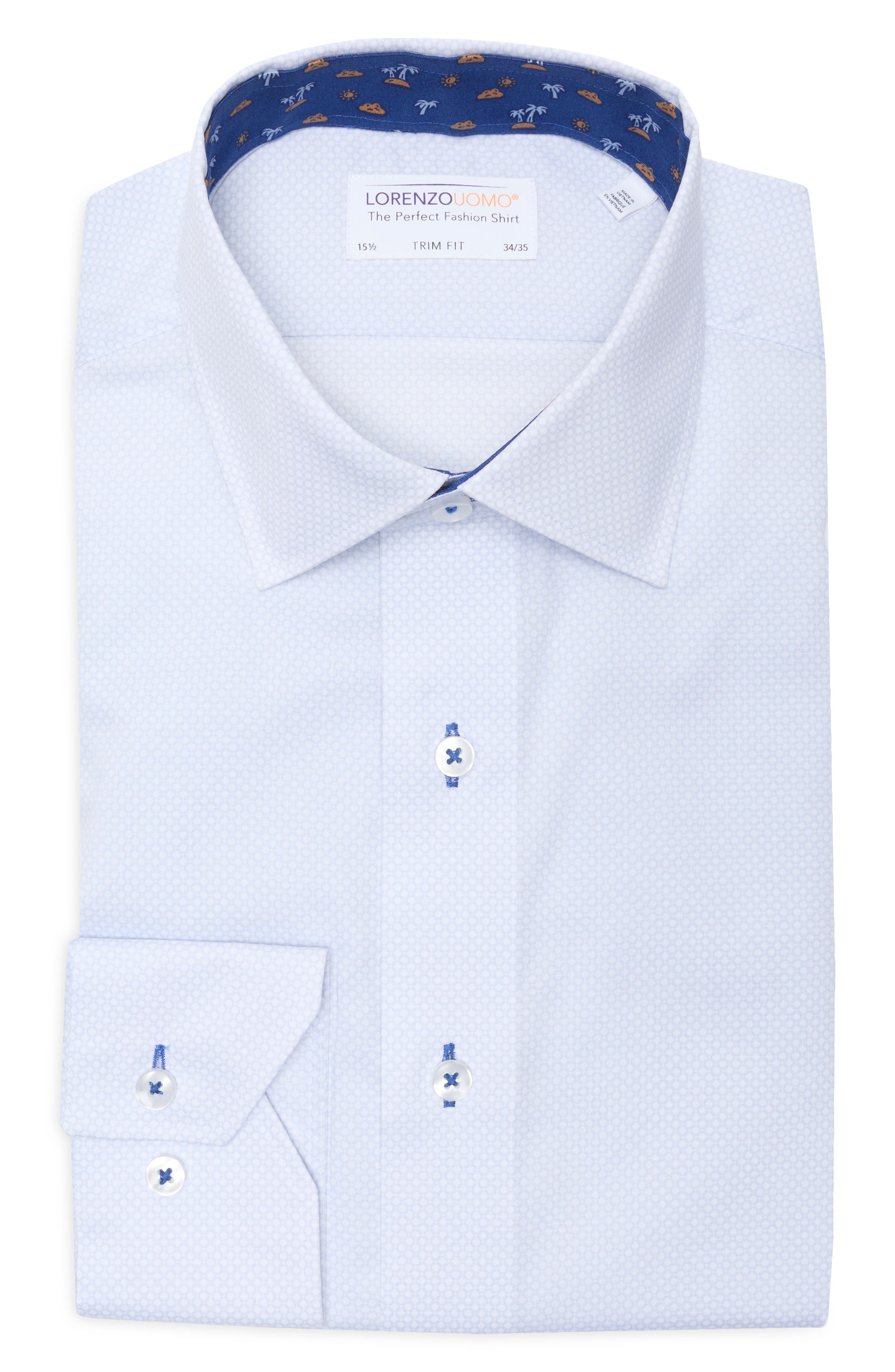 Lorenzo Uomo Trim Fit Textured Cotton Dress Shirt