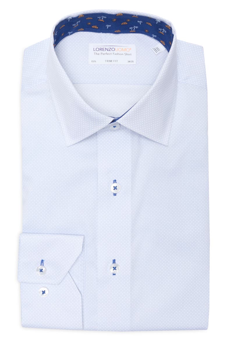 Trim Fit Textured Cotton Dress Shirt, Alternate, color, COCONUT