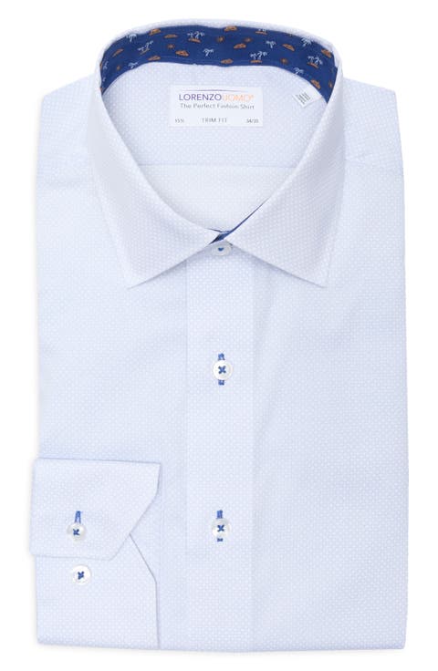 Trim Fit Textured Cotton Dress Shirt