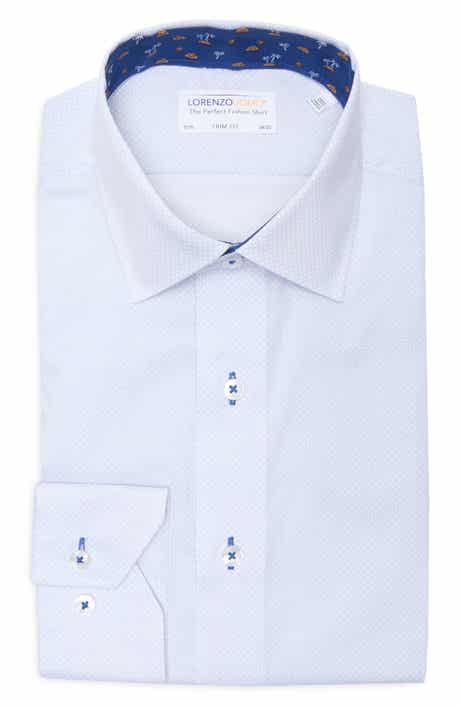 Lorenzo Uomo Trim Fit Textured Cotton Dress Shirt