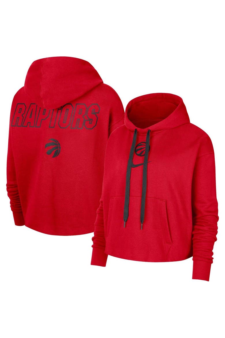 Women's Nike Red Toronto Raptors Courtside Cropped Pullover Hoodie, Main, color, Red