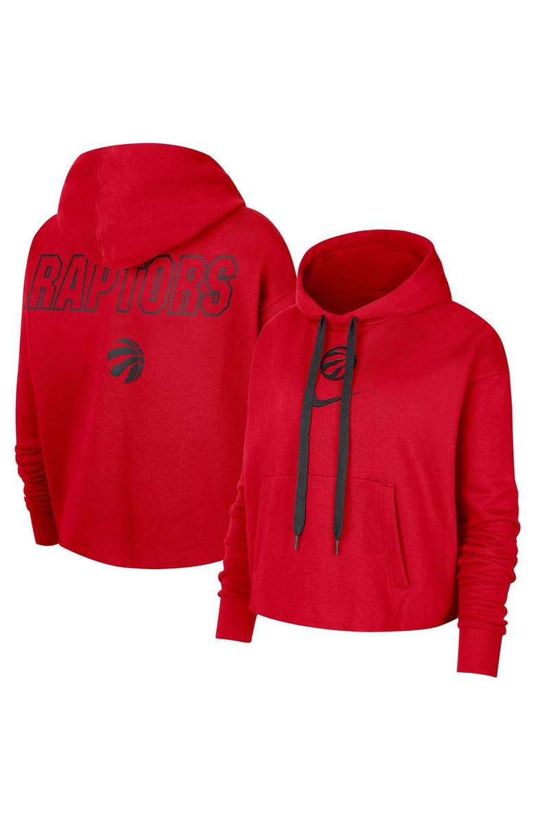 Nike Women's Nike Red Toronto Raptors Courtside Cropped Pullover Hoodie, Main, color, Red