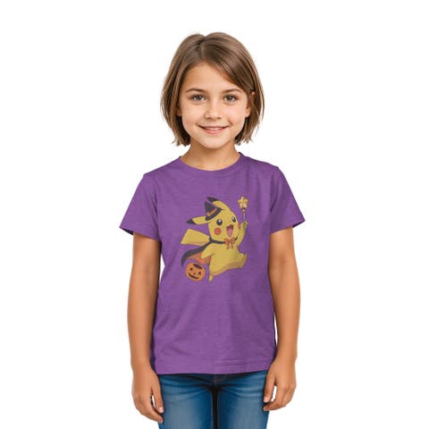 Girl's Pokemon Halloween Pikachu Wizard Costume T-Shirt
