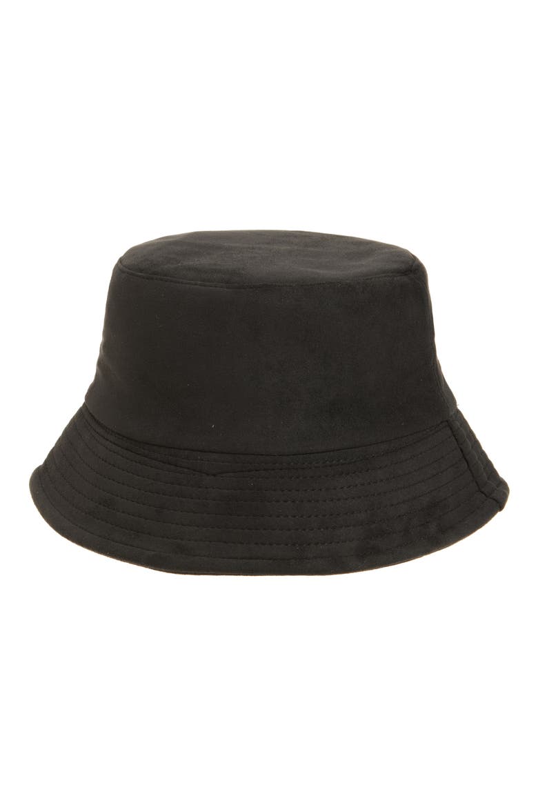Faux Suede Bucket Hat, Main, color, BLACK