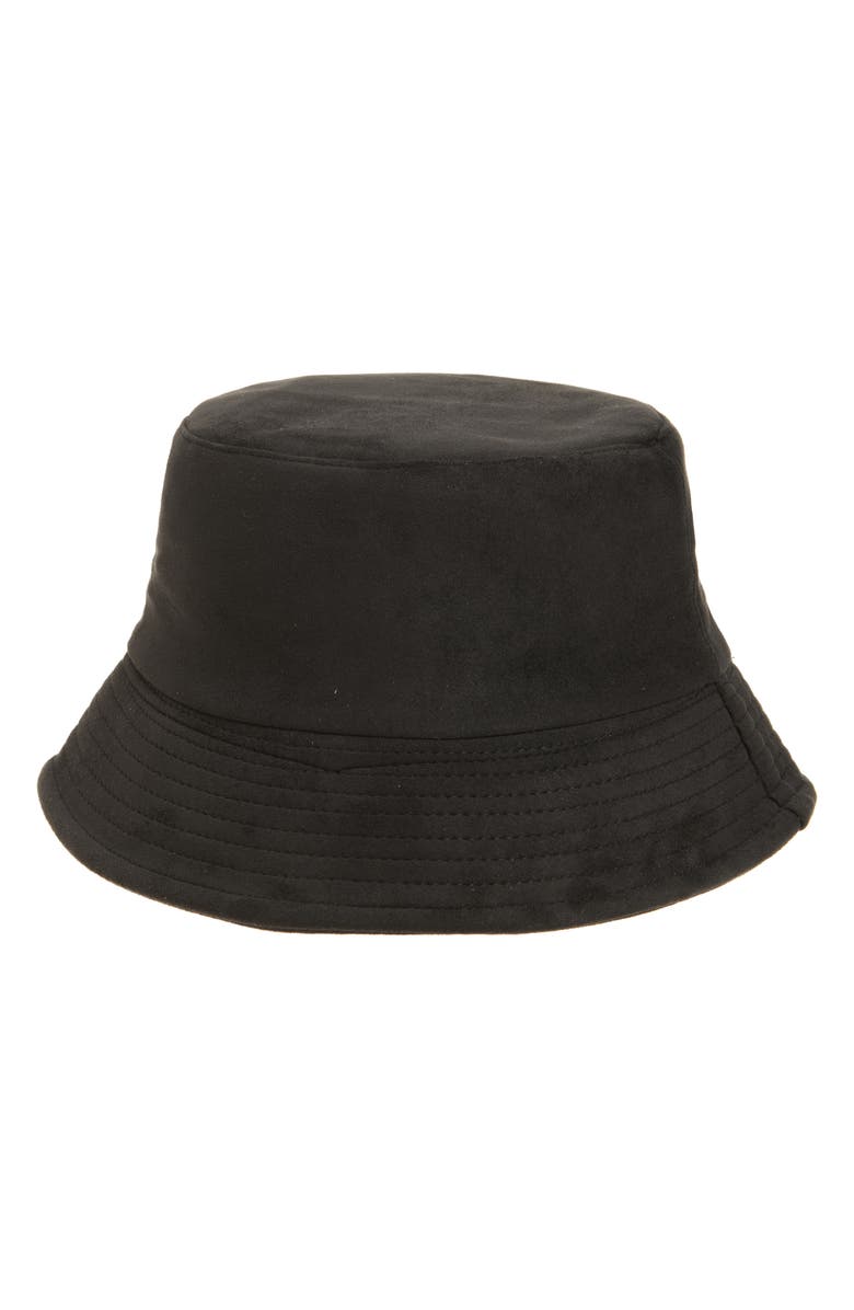 NORDSTROM RACK Faux Suede Bucket Hat, Main, color, Black