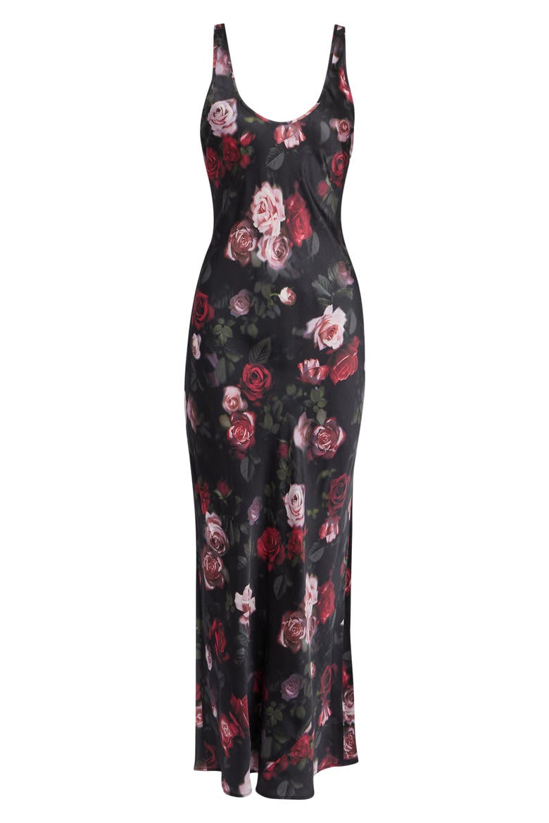 Akiya Floral Print Sleeveless Maxi Dress, Alternate, color, BLACK RHODODENDRON BLURRED ROS