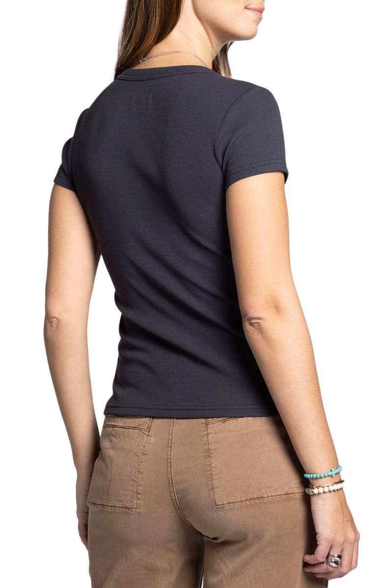 Thread & Supply Kellie Button-Up Rib Top, Alternate, color, Obsidian