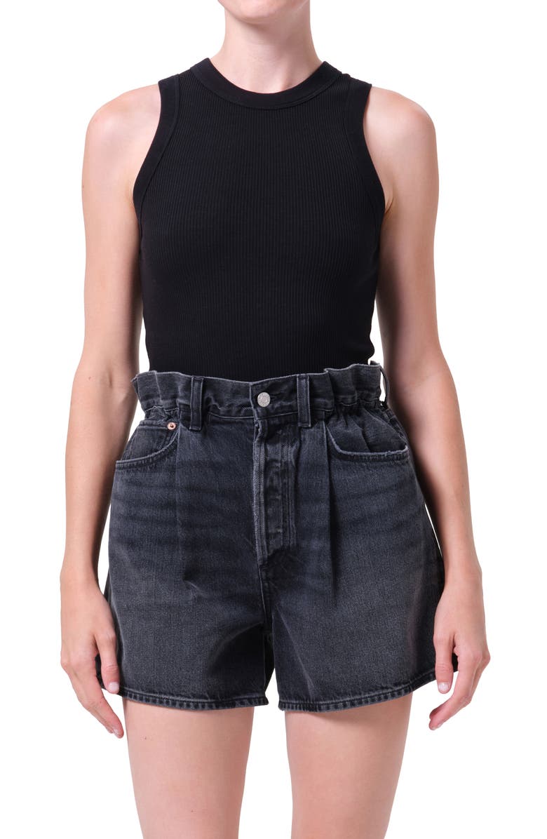 AGOLDE Leigh Rib Racerback Tank, Main, color, Black