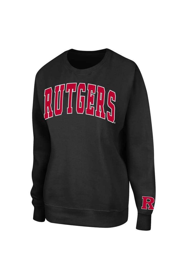 Women's Colosseum Black Rutgers Scarlet Knights Campanile Pullover Sweatshirt, Alternate, color, Black