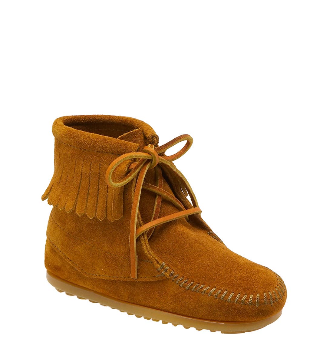Minnetonka Kids' Fringe Boot, Main, color, Brown